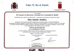Título Bachiller expedido por el Rey
